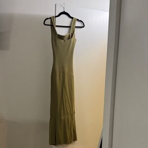 Olive Green Sleeveless Knit Maxi Dress